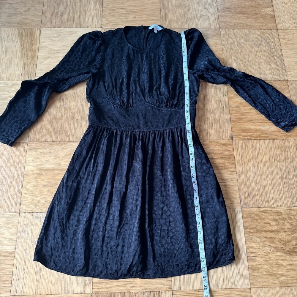 & Other Stories Triangle Bodice Ruffled Mini Dress Black Heart Print Size 8 - Picture 8 of 11